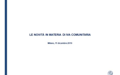 Workshop – Le novità in materia di IVA comunitaria