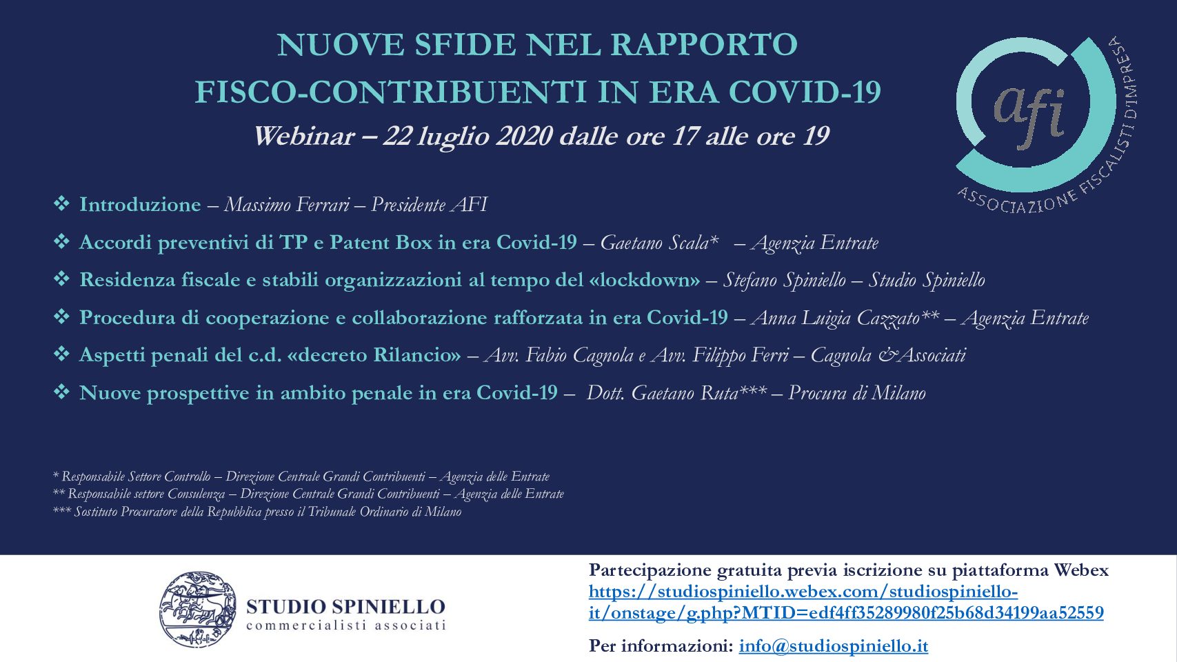 Webinar - 22 luglio 2020